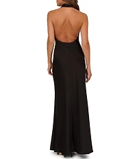 Adrianna Evening by Adrianna Papell Satin Cowl Neck Long Dress