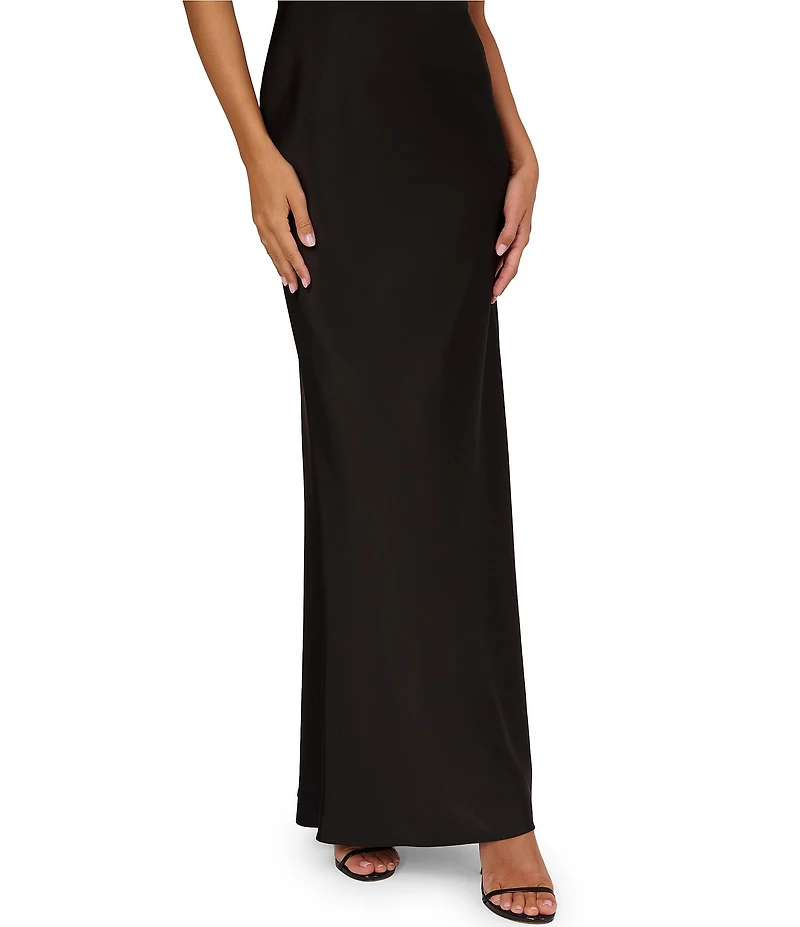 Adrianna Evening by Adrianna Papell Satin Cowl Neck Long Dress