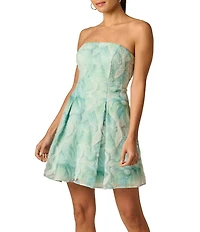 Adrianna Evening by Adrianna Papell Soutache Embroidered Flared Skirt Mini Dress