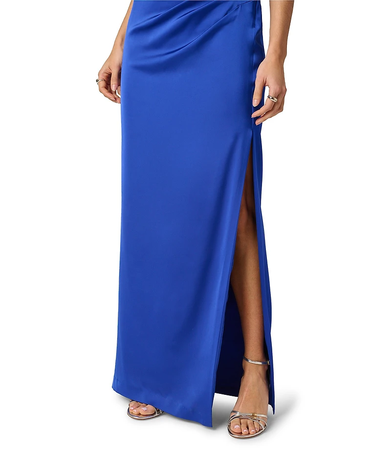 Adrianna Evening by Adrianna Papell Stretch Satin Long Dress