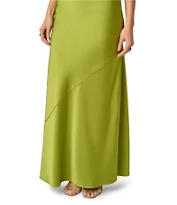 Adrianna Evening by Adrianna Papell Stretch Satin Long Dress With 3D Flower Trims