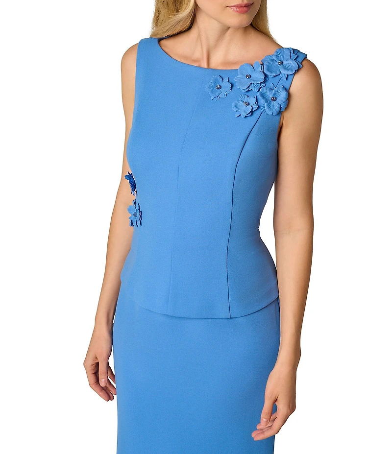 Adrianna Papell 3D Floral Applique Faux 2-Piece Crepe Gown