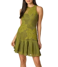 Adrianna Papell Adrianna Day by Adrianna Papell 3D Embroidered Mesh Mini Dress