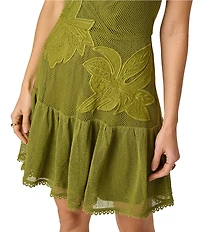 Adrianna Papell Adrianna Day by Adrianna Papell 3D Embroidered Mesh Mini Dress