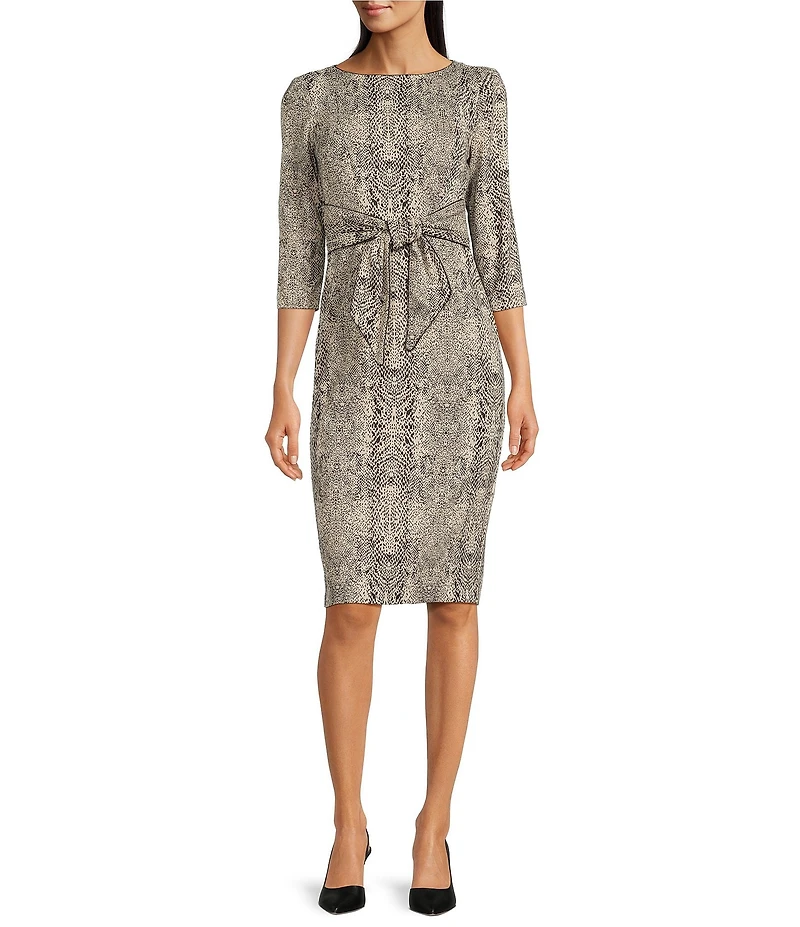 Adrianna Papell Animal Print Tie Waist Dress