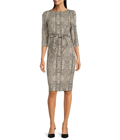 Adrianna Papell Animal Print Tie Waist Dress