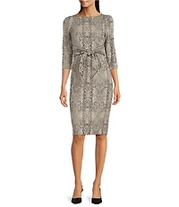 Adrianna Papell Animal Print Tie Waist Dress