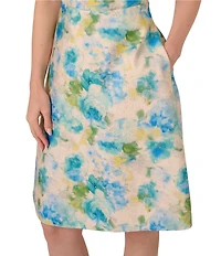 Adrianna Papell Asymmetrical Beck Floral Jacquard Fit & Flare Party Dress