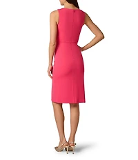 Adrianna Papell Asymmetrical Neck Crepe Midi Dress