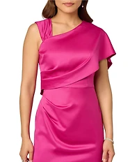 Adrianna Papell Asymmetrical Neck Satin Crepe Draped Gown