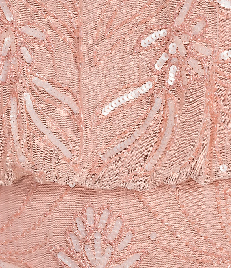 Adrianna Papell Bead Halter Neck Sleeveless Blouson Long Dress