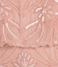 Adrianna Papell Bead Halter Neck Sleeveless Blouson Long Dress