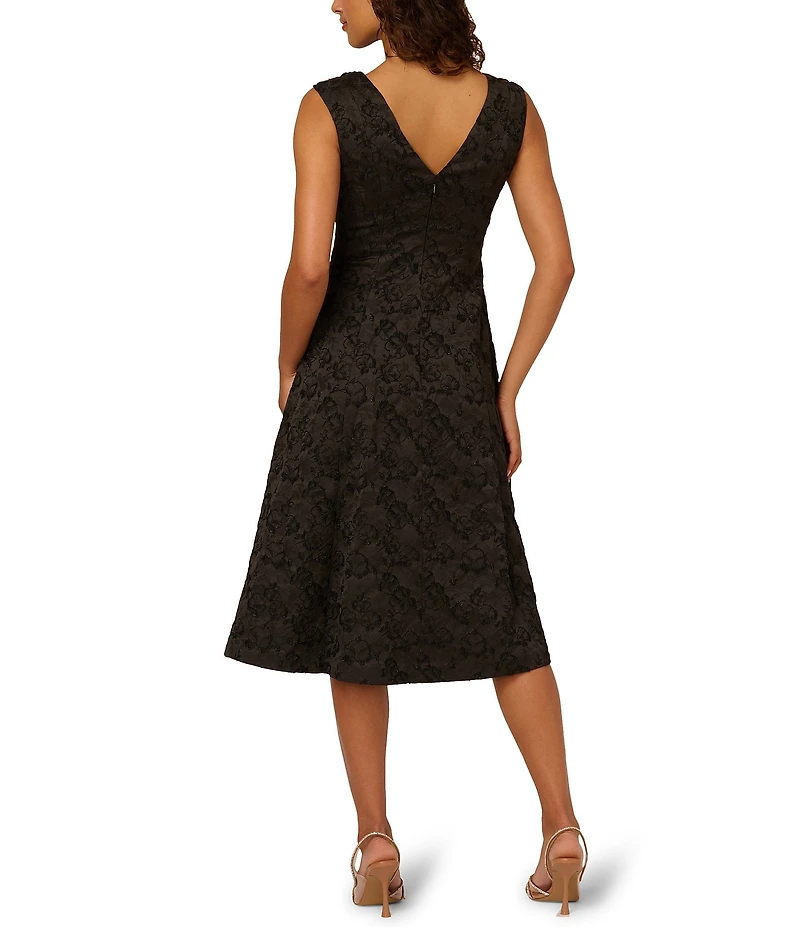 Adrianna Papell Beaded Jacquard Sleeveless Midi Dress