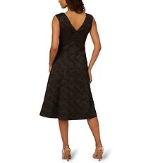 Adrianna Papell Beaded Jacquard Sleeveless Midi Dress