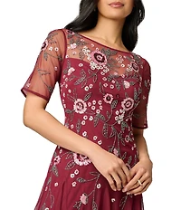 Adrianna Papell Beaded Mesh Midi Dress