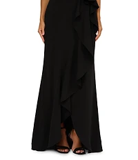 Adrianna Papell Beaded Mesh Sweetheart Strapless Ruffle Gown