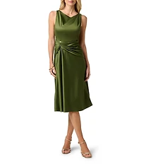 Adrianna Papell Cowl Neck Sleeveless Satin Crepe Midi Dress