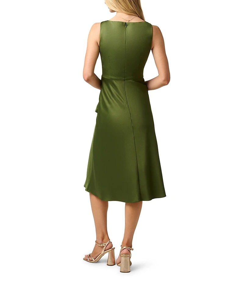 Adrianna Papell Cowl Neck Sleeveless Satin Crepe Midi Dress