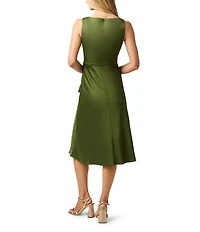 Adrianna Papell Cowl Neck Sleeveless Satin Crepe Midi Dress