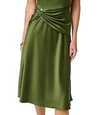 Adrianna Papell Cowl Neck Sleeveless Satin Crepe Midi Dress