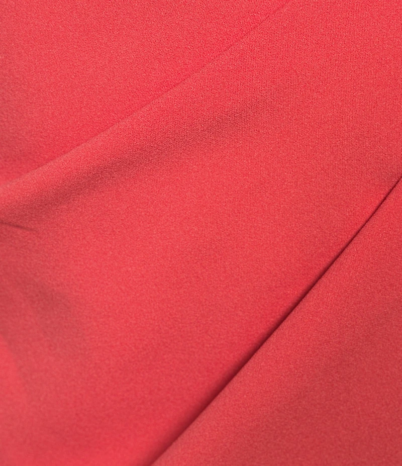 Adrianna Papell Crepe Crew Neck Short Sleeve Bow Shoulder Ruched Sheath Knee Length Dress