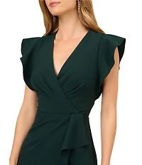 Adrianna Papell Crepe Flutter Cap Sleeve Overlay Jumpsuit