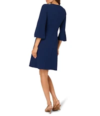 Adrianna Papell Crepe Keyhole Neck 3/4 Sleeve Sheath Dress