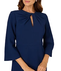 Adrianna Papell Crepe Keyhole Neck 3/4 Sleeve Sheath Dress