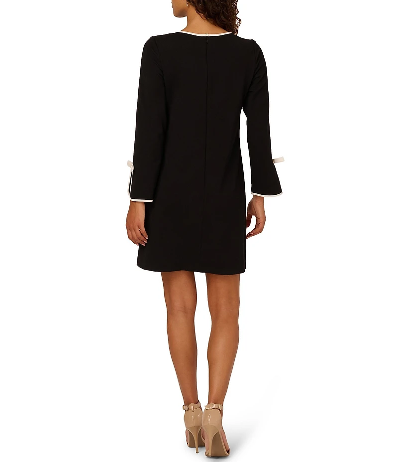 Adrianna Papell Crepe Long Sleeve Bow Sheath Dress