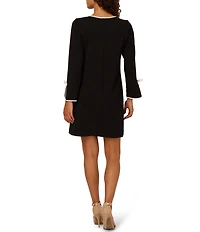 Adrianna Papell Crepe Long Sleeve Bow Sheath Dress