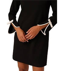 Adrianna Papell Crepe Long Sleeve Bow Sheath Dress