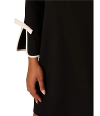 Adrianna Papell Crepe Long Sleeve Bow Sheath Dress