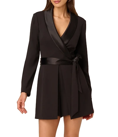 Adrianna Papell Crepe Romper With Lapel