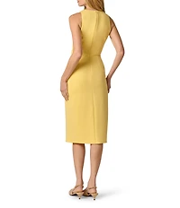 Adrianna Papell Crew Neck Sleeveless Ruffle Midi Dress