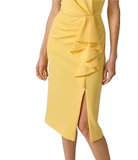 Adrianna Papell Crew Neck Sleeveless Ruffle Midi Dress