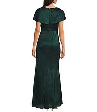 Adrianna Papell Dolman Sleeve V Neck Twist Detail Long Dress