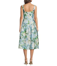 Adrianna Papell Drop Waist Organza Midi Dress