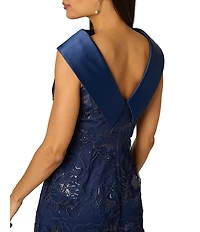 Adrianna Papell Embroidered Combo Long Gown
