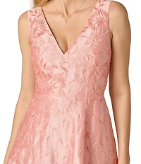 Adrianna Papell Embroidered Dupioni Midi Dress