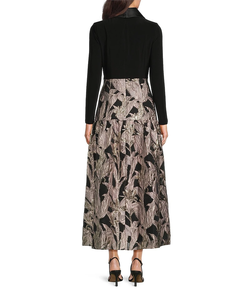 Adrianna Papell Floral Jacquard Tuxedo Midi Dress