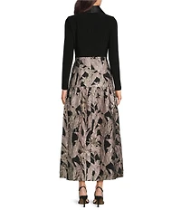 Adrianna Papell Floral Jacquard Tuxedo Midi Dress