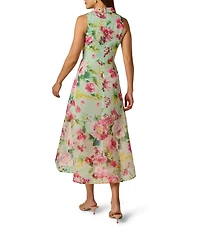 Adrianna Papell Floral Organza Asymmetrical High-Low Midi Dress