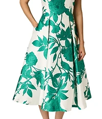 Adrianna Papell Floral Print Sleeveless Fit And Flare Twill Dress