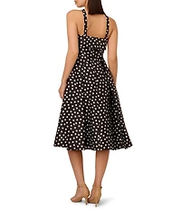 Adrianna Papell Halter Neck Polka Dot Mikado A-Line Midi Dress