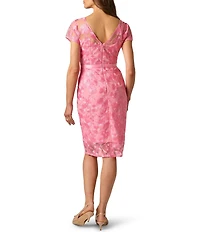 Adrianna Papell Illusion Embroidered Mesh Floral Midi Dress