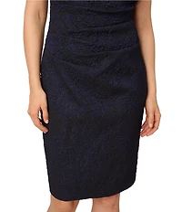 Adrianna Papell Jacquard Asymmetrical Neck Sleeveless Sheath Dress