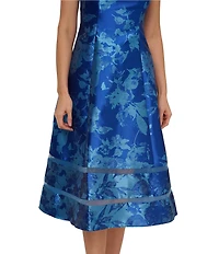 Adrianna Papell Jacquard Floral Print Sleeveless Midi Dress