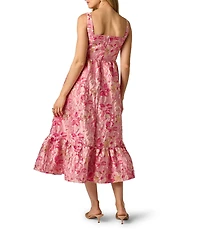 Adrianna Papell Jacquard Flounce Midi Dress