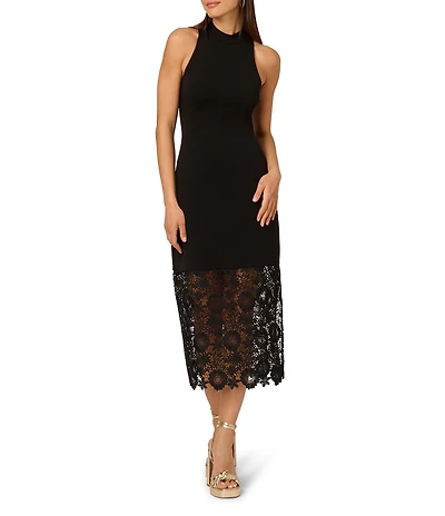 Adrianna Papell Knit Lace Midi Dress