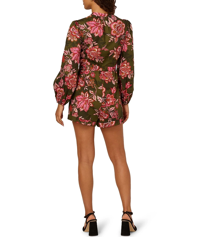 Adrianna Papell Long Sleeve Floral Romper